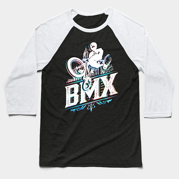 Retro Bmx Apparel - Classic Vintage Bmx Jump Baseball T-Shirt by BabyYodaSticker